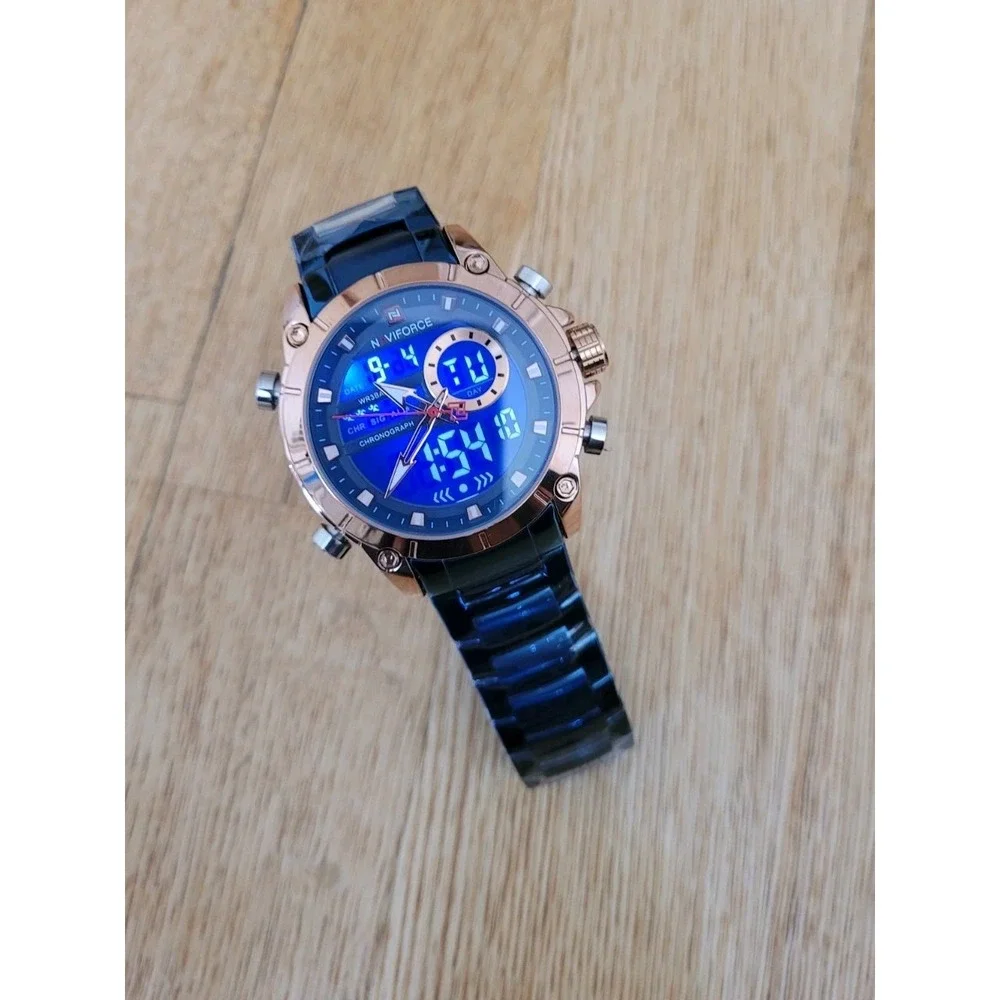 Naviforce Dual Display Watch in Stainless Steel For Men‎